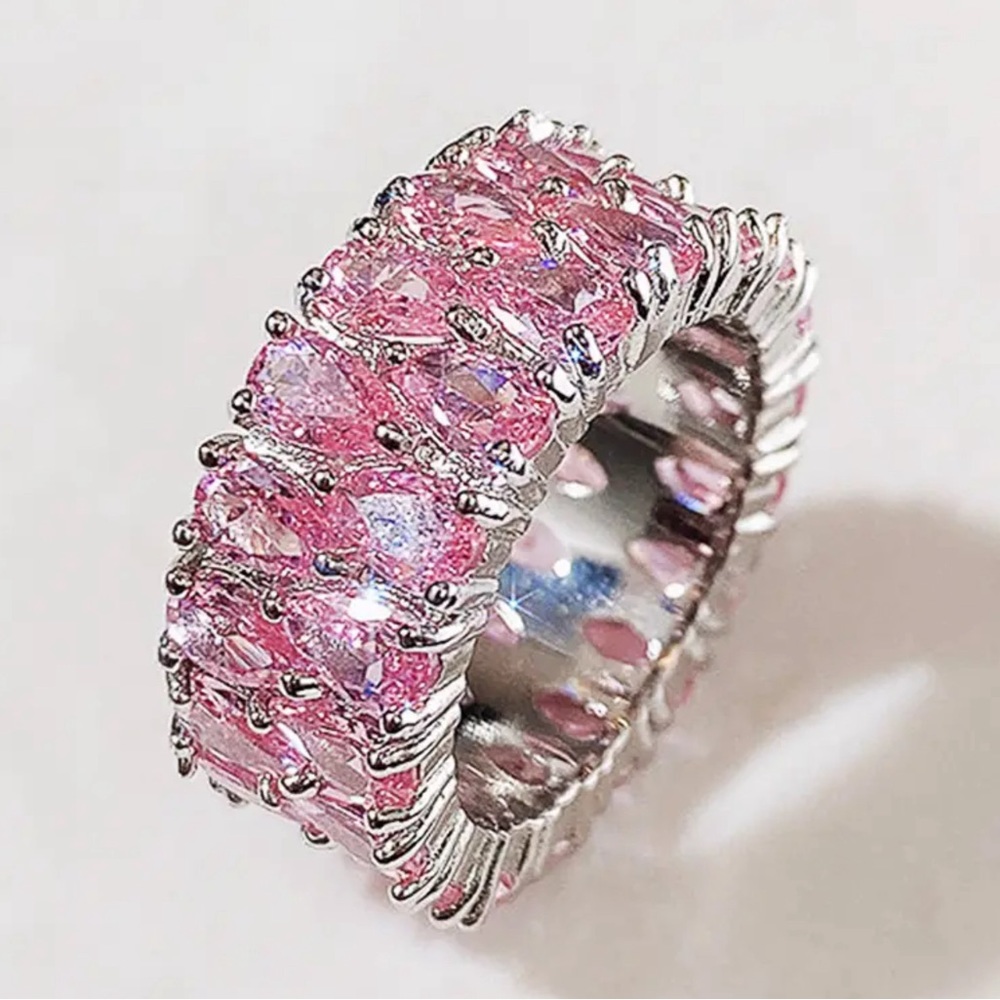 Pink Sapphire Double Row Ring